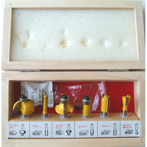 TORK CRAFT 6PCE ROUTER BIT SET IN WOODEN BOX SOUTH AFRICA