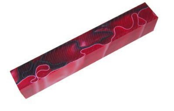 Picture of TOOLMATE RED WITH WHITE & BLACK LINE ACRYLIC PEN BLANK