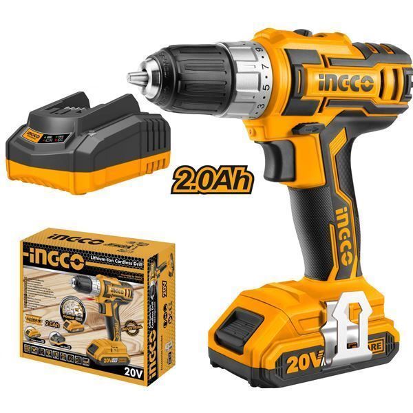 Ingco Cordless Drill 20V 1 Battery 1 Charger Set Industrial DIY Drill Workshop Woodworking Carpentry Tools Shop Strand Hardware South Africa