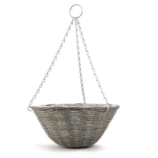 GOOD ROOTS Rattan Effect Hanging Basket: Light Grey — 35cm  South Africa