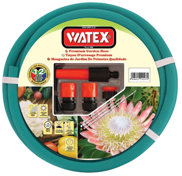 WATEX Garden Hose with Fittings - 20mm x 30m - 12 Year - SABS SOUTH AFRICA