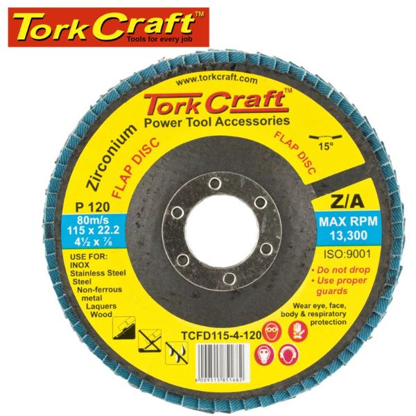 Tork Craft Flap Disc P120 Zirconium 115mm Angled Best Tool Shop DIY Industrial Specials Price Strand Hardware South Africa