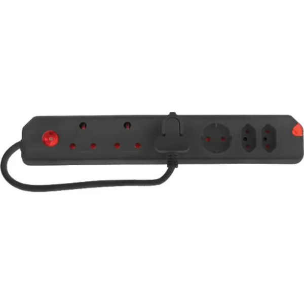ELECTRICMATE MULTIPLUG 6-WAY+LOAD PROTECT -BLACK SOUTH AFRICA