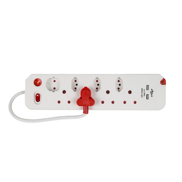 ELECTRICMATE MULTIPLUG 8-WAY SNGL SWITCH + 2X USB SOUTH AFRICA