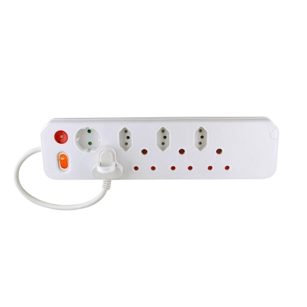 ELECTRICMATE MULTIPLUG 8-WAY SNGL SWITCH -WHITE SOUTH AFRICA