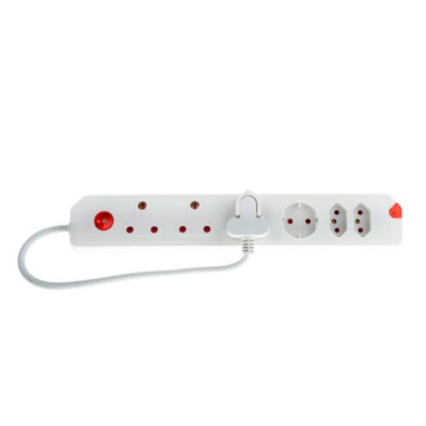 ELECTRICMATE MULTIPLUG 6-WAY+LOAD PROTECT -WHITE SOUTH AFRICA