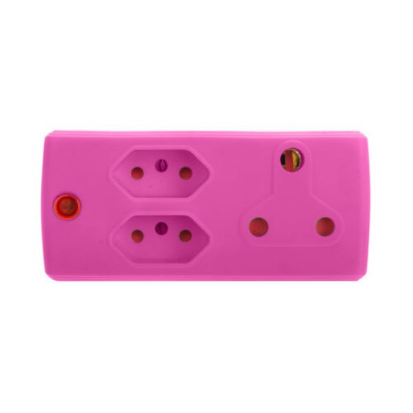  Electricmate Adaptor 16A + 2X Euro - Pink