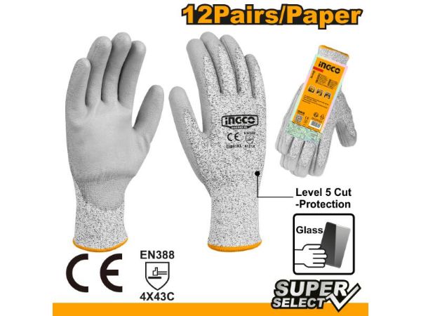 Ingco Glove Cut Resistant Pu-Coated  XL  | Buy Online in South Africa | strandhardware.co.za