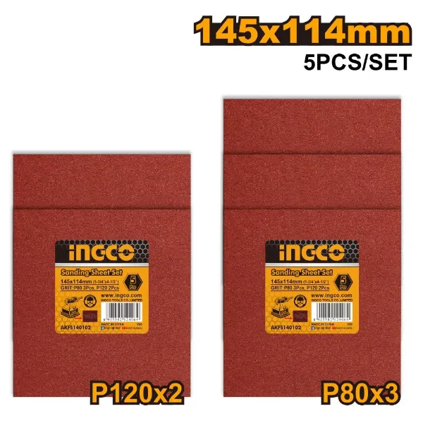 Ingco Sanding Sheet Set 145 x 114mm (PS240) 5Pce  | Buy Online in South Africa | strandhardware.co.za